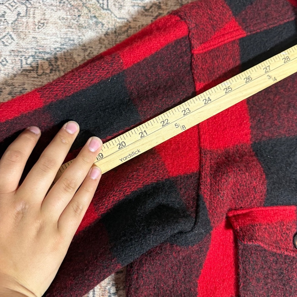 Vintage 70s Woolrich Buffalo Plaid Wool Mackinaw Hunting Jacket XL Shirt Red - Picture 7 of 7